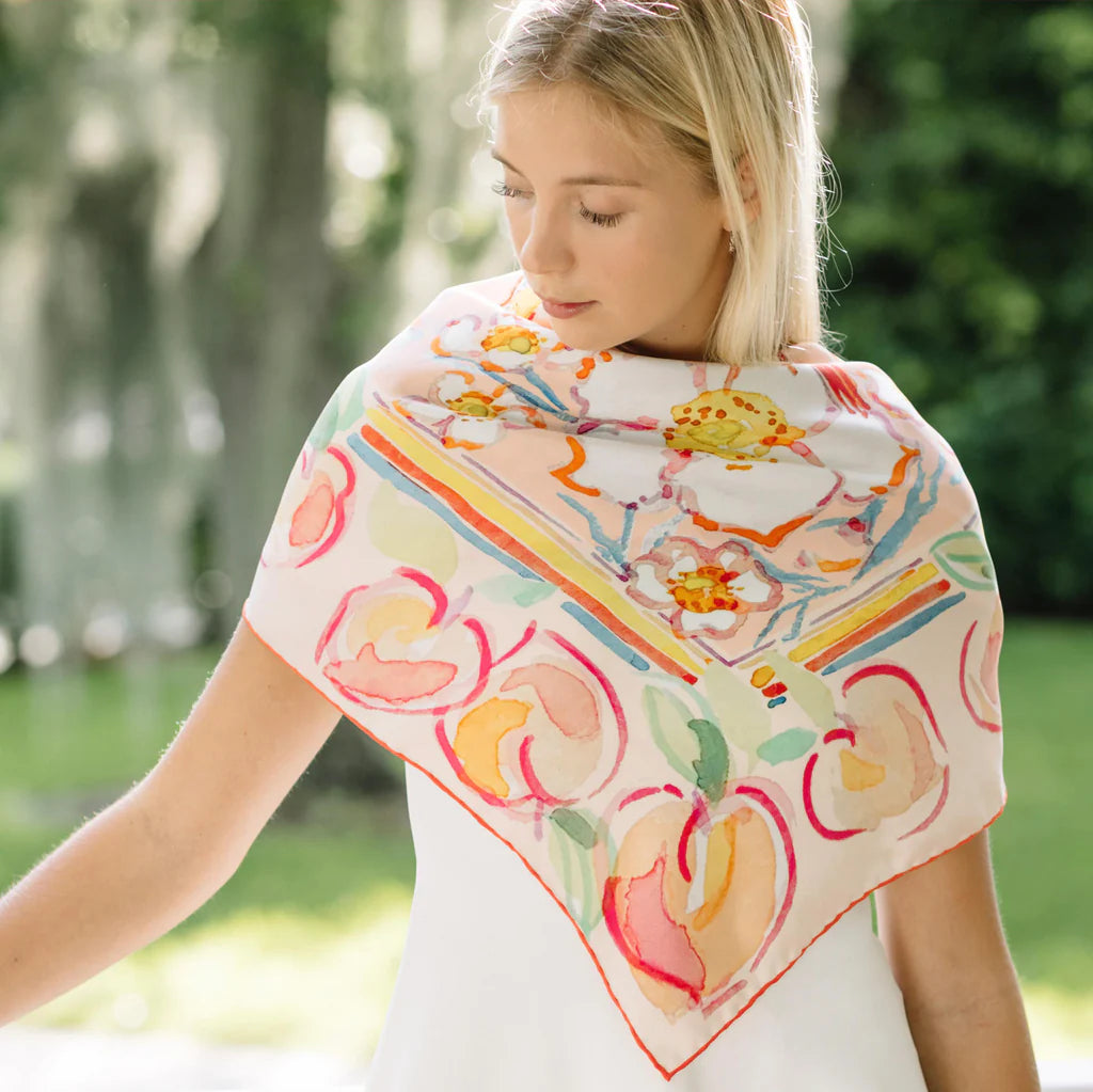 Georgia Peach Silk Scarf