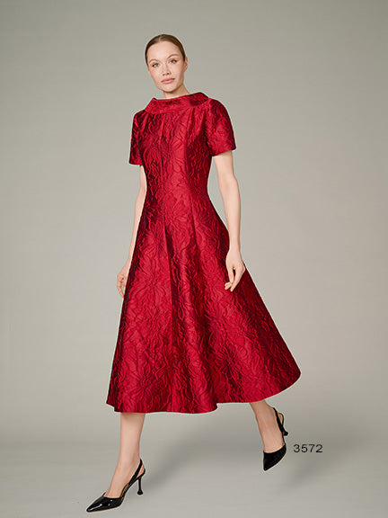 Jacquard Seamed Dress - Garnet