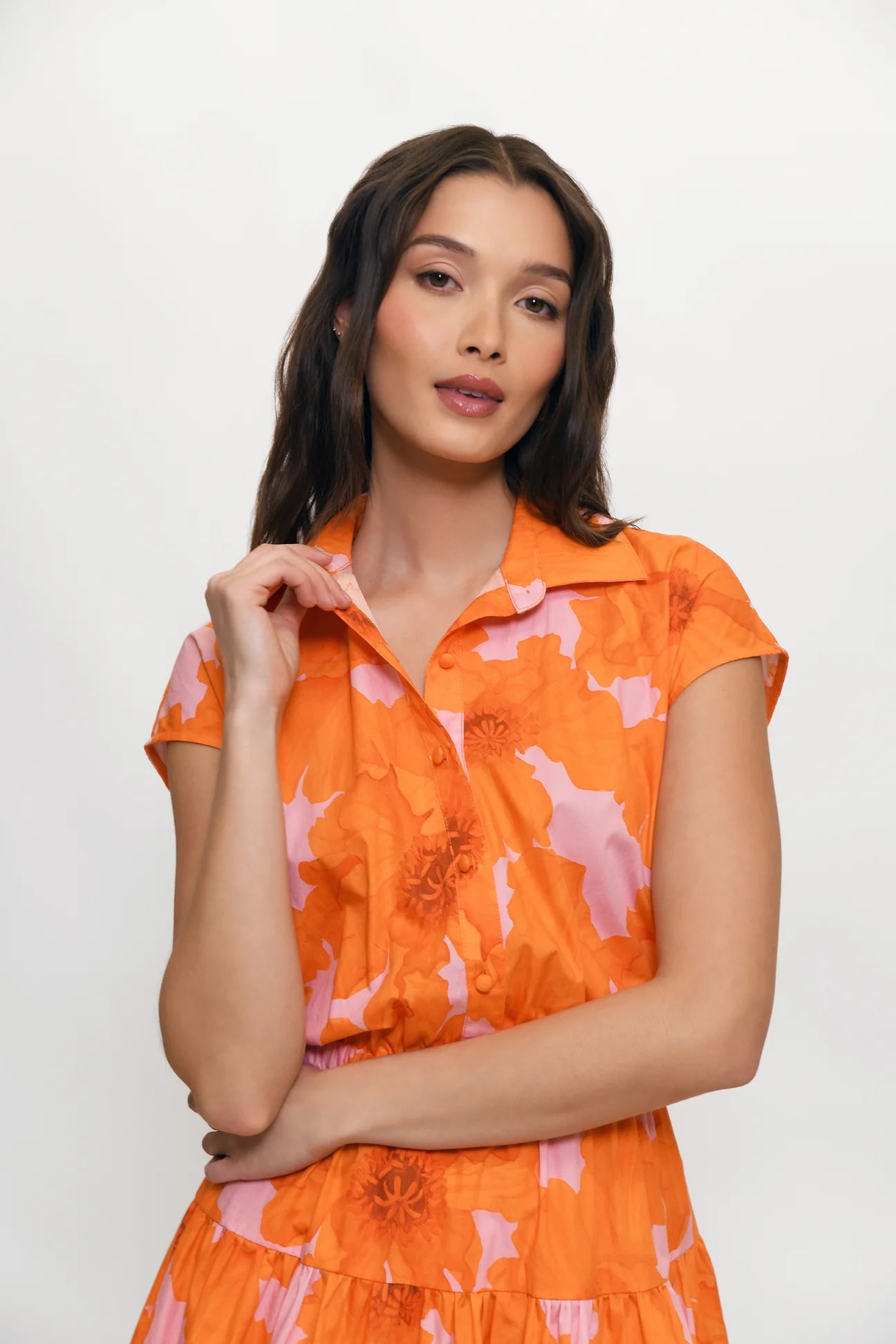 Bishop Dress - Orange Romantic Floral