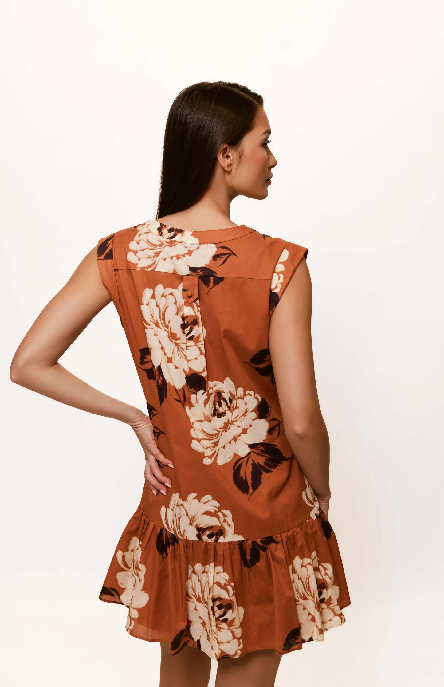 Anni Dress - Copper Dry Brush Floral