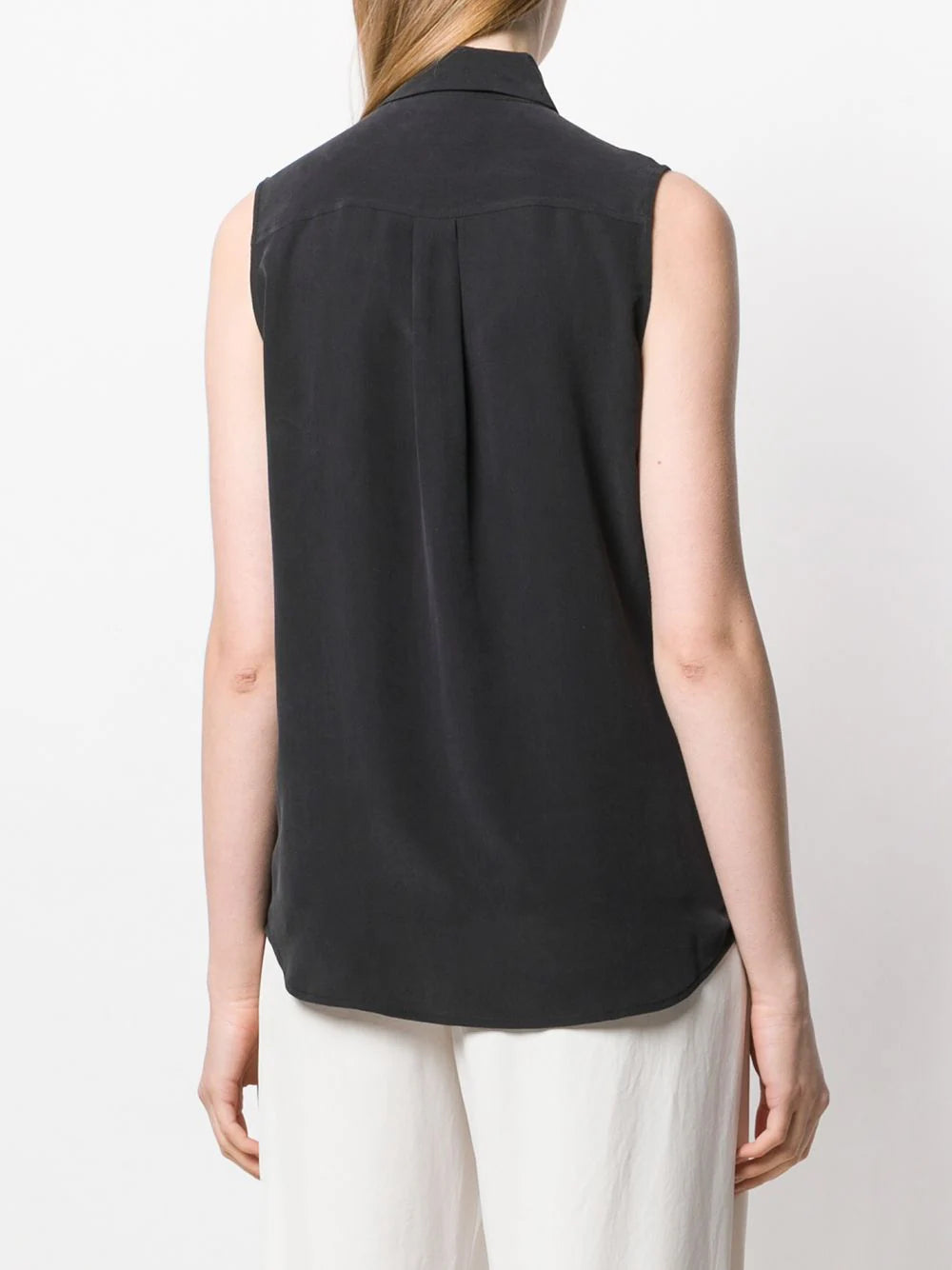 Sleeveless Slim Signature Silk Top - Black