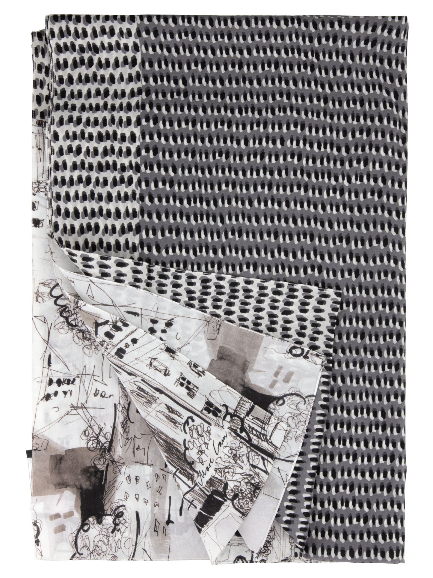 Silk Scarf with Paris Print - Black & White