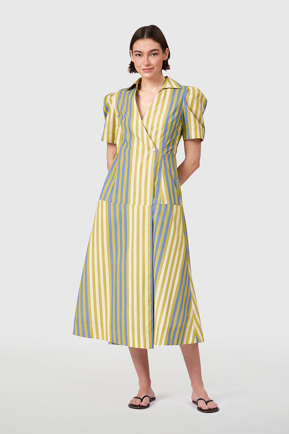 Clark Dress - Chartreuse Stripes