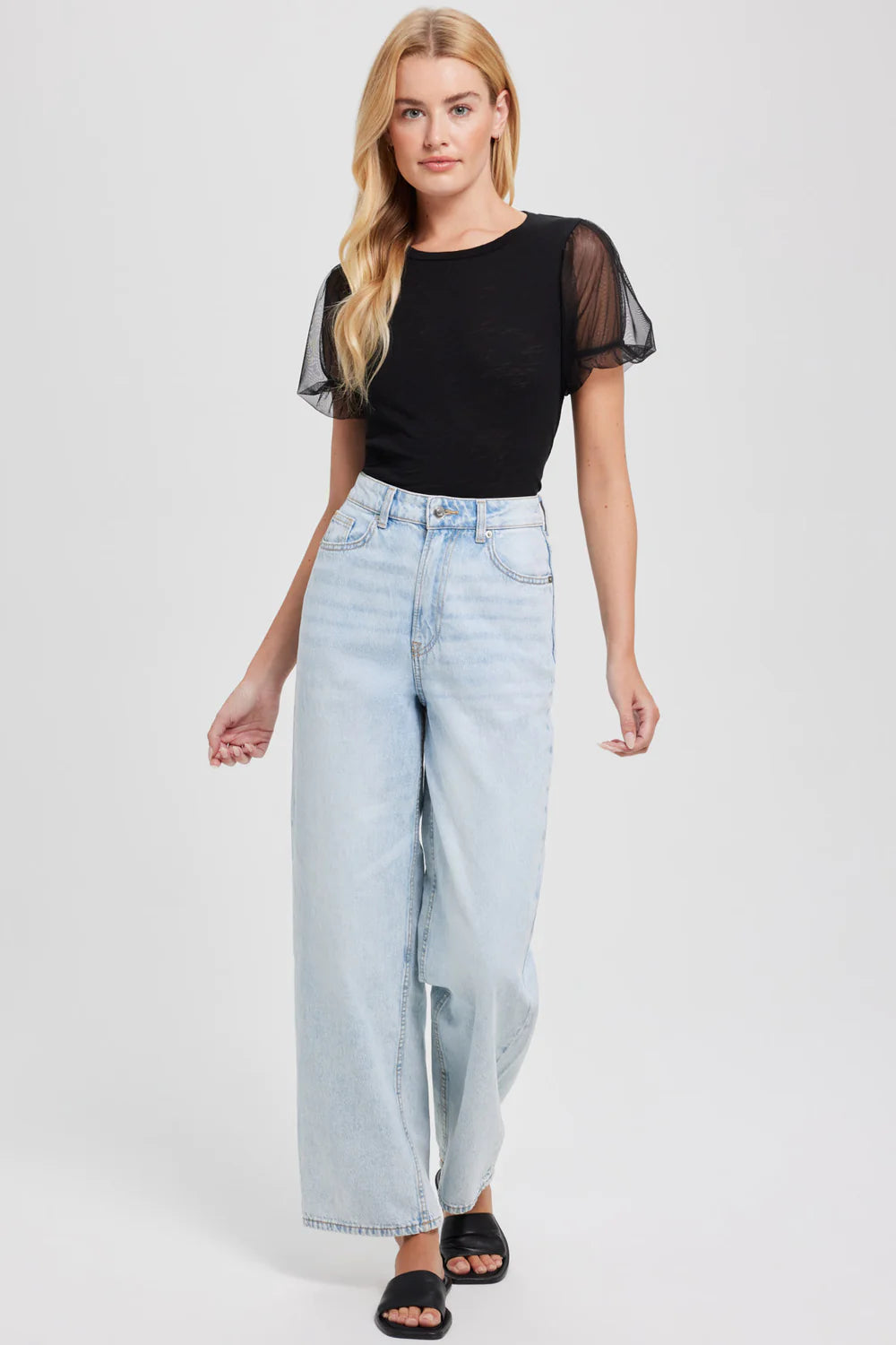 Tulle Princess Sleeve Tee - Black