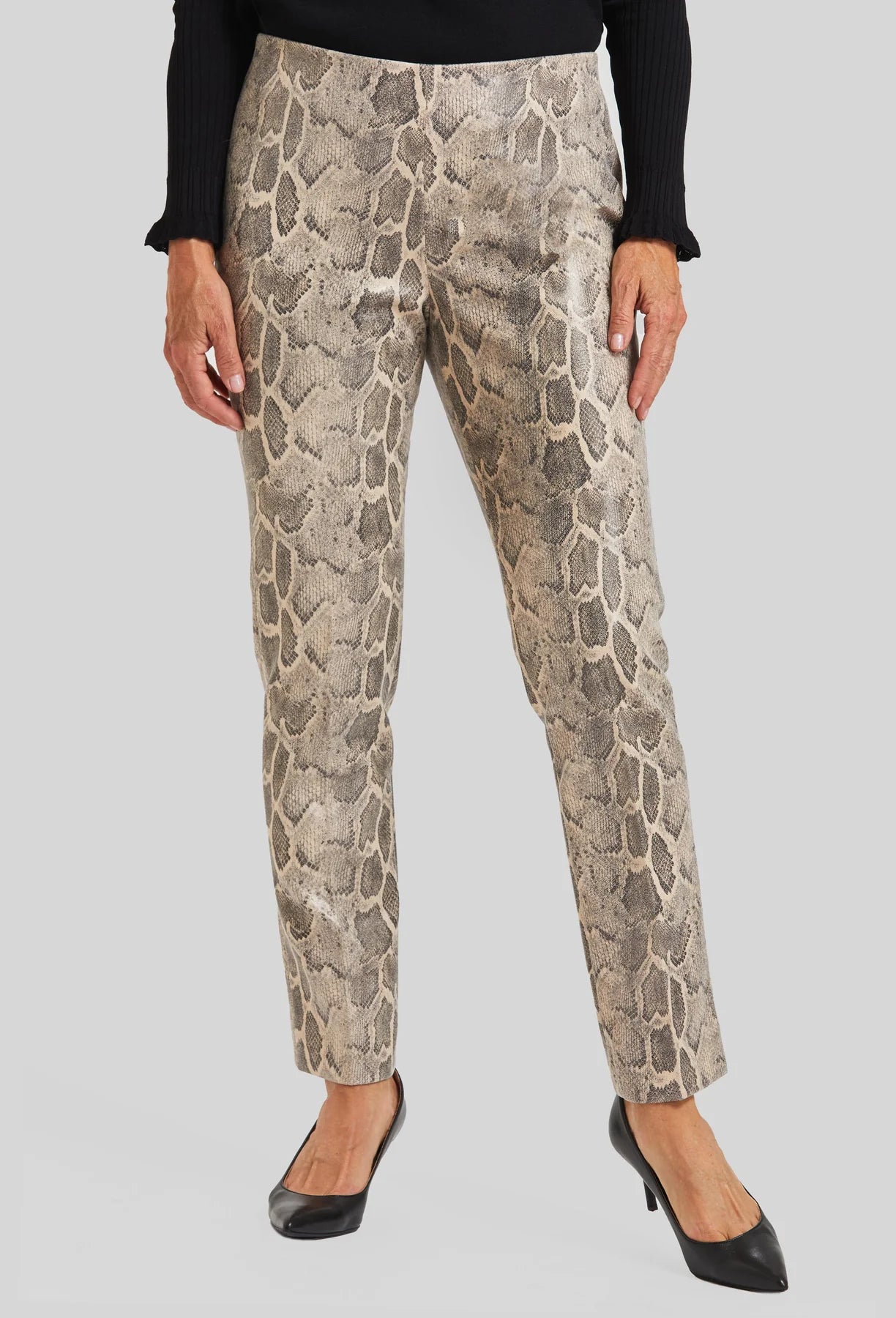 The Annie Pull On Pant - Faux Leather Python
