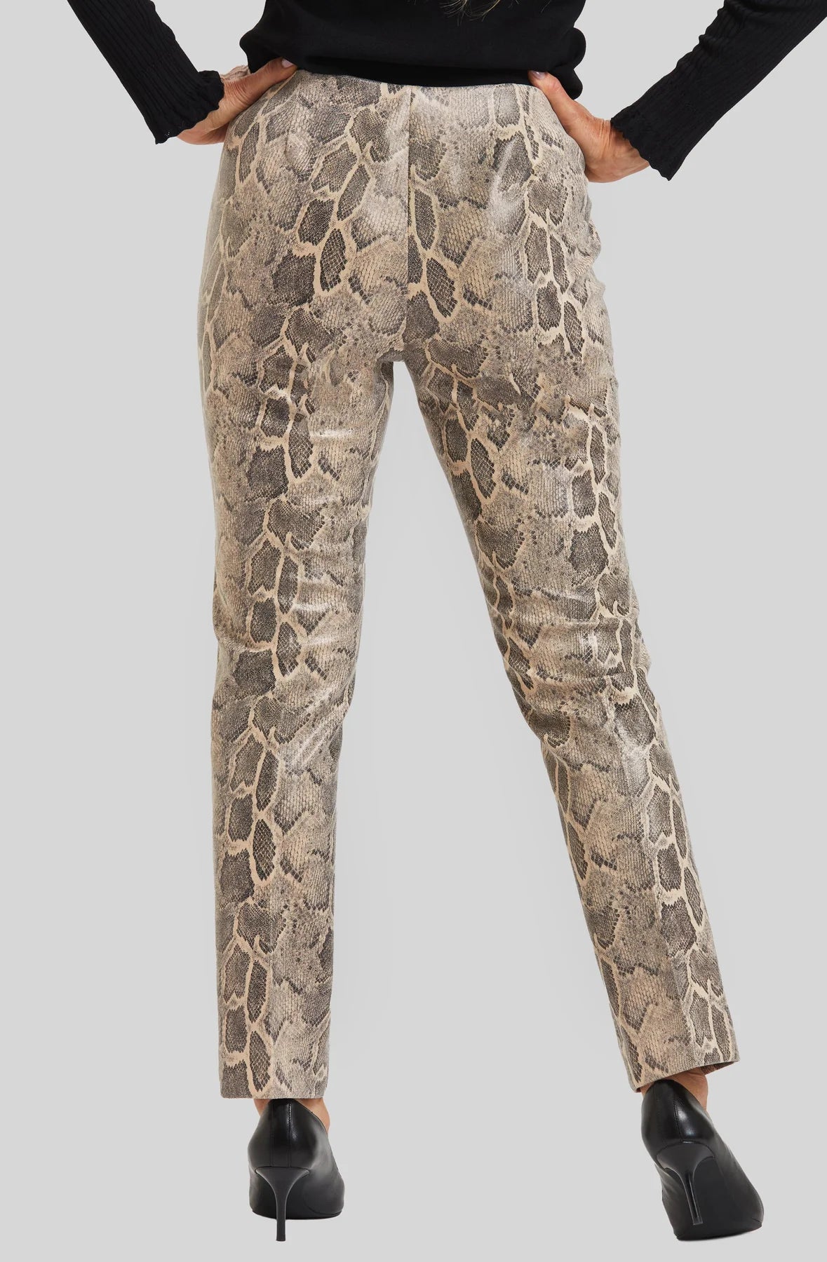The Annie Pull On Pant - Faux Leather Python