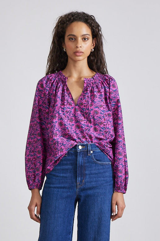Esparta Top - Palm Floral Fuchsia