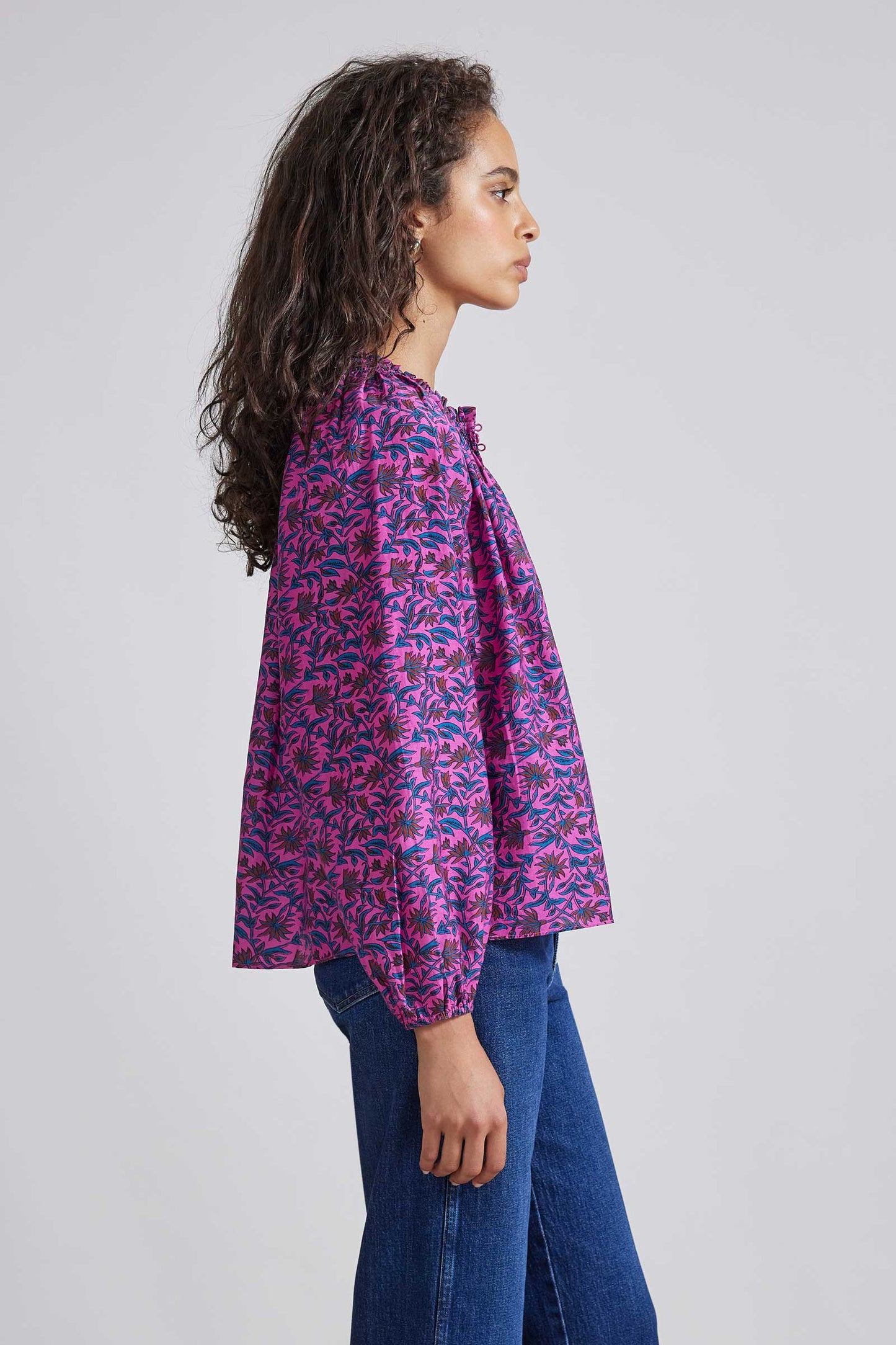Esparta Top - Palm Floral Fuchsia