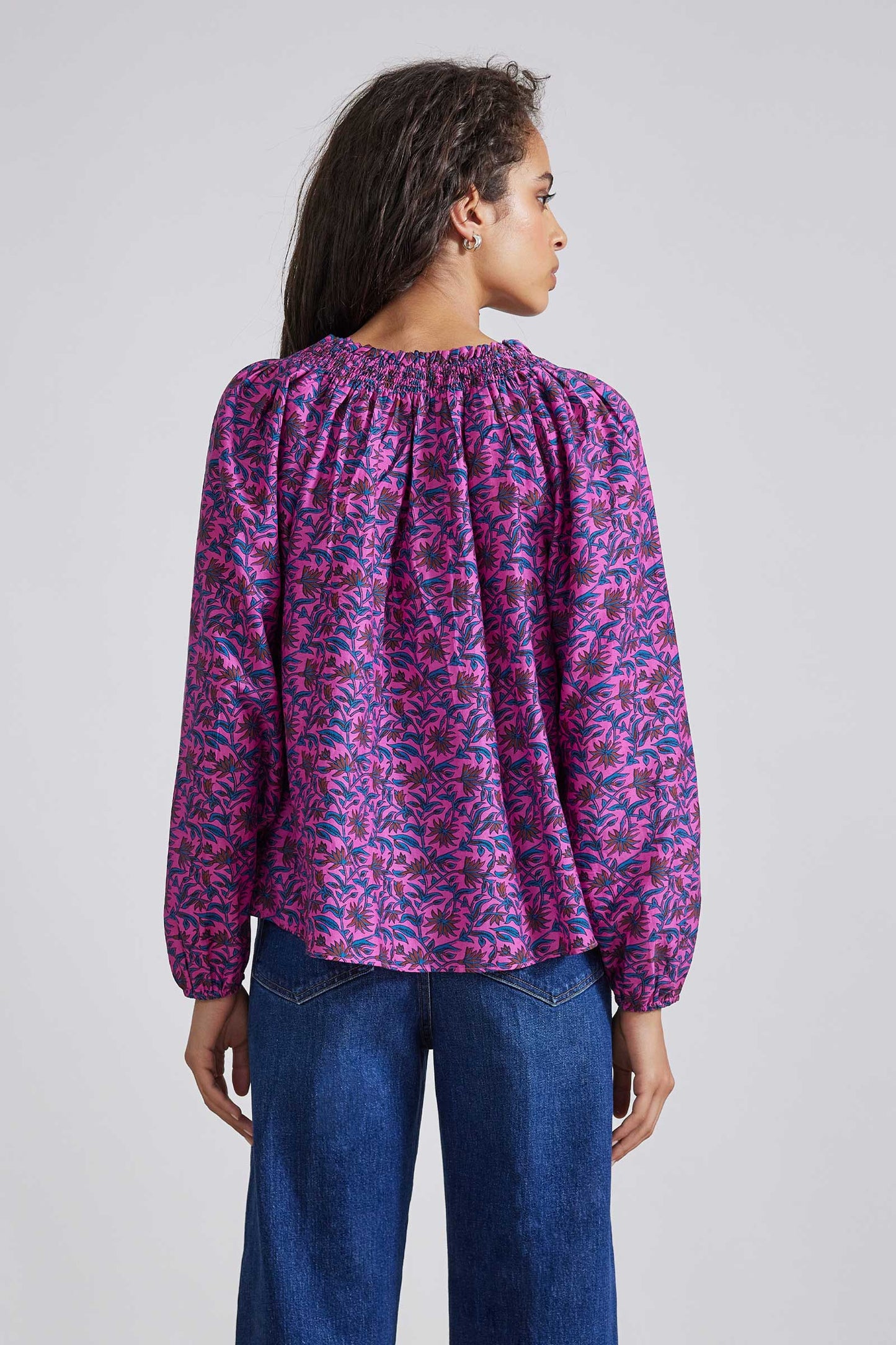 Esparta Top - Palm Floral Fuchsia