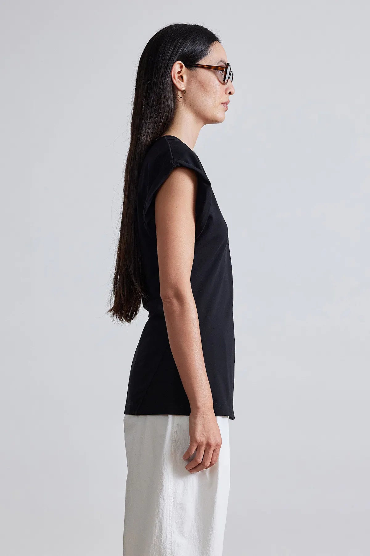 Asymmetric Tunic Tee - Black