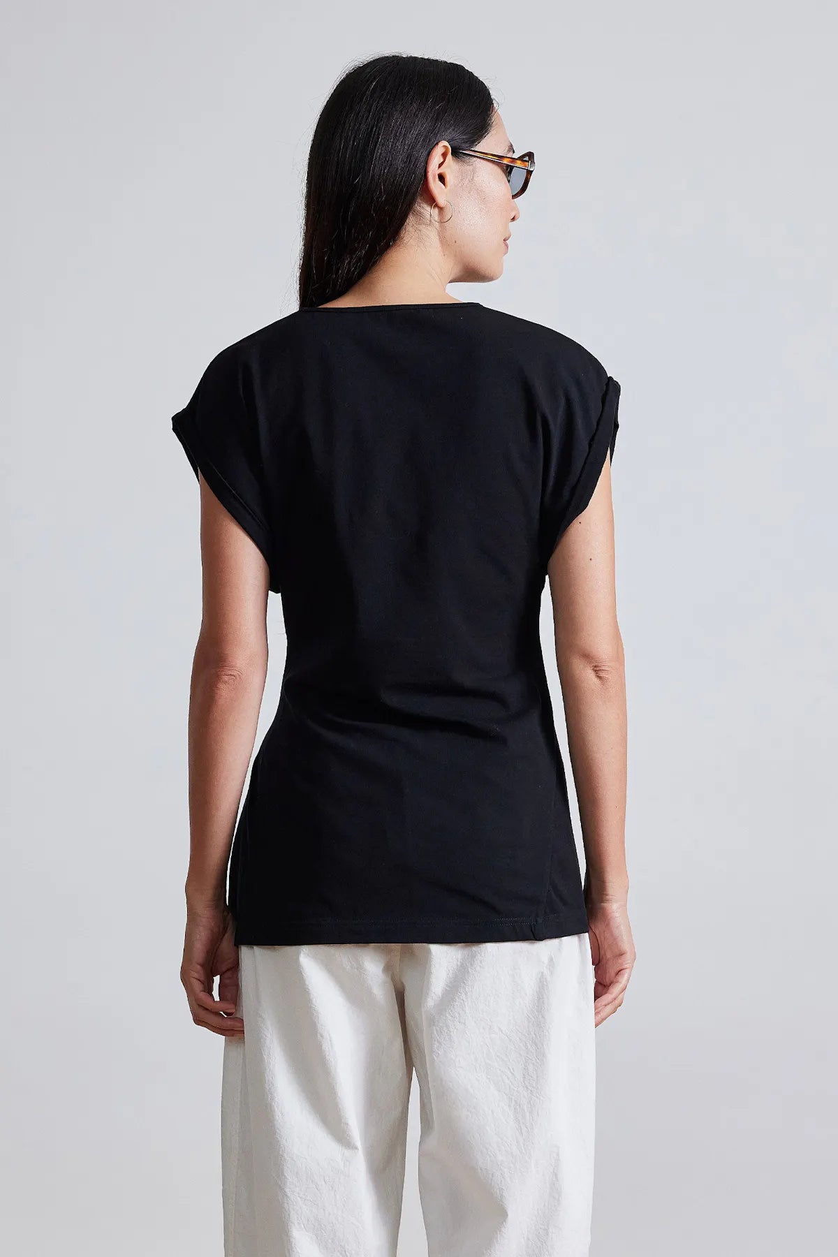 Asymmetric Tunic Tee - Black