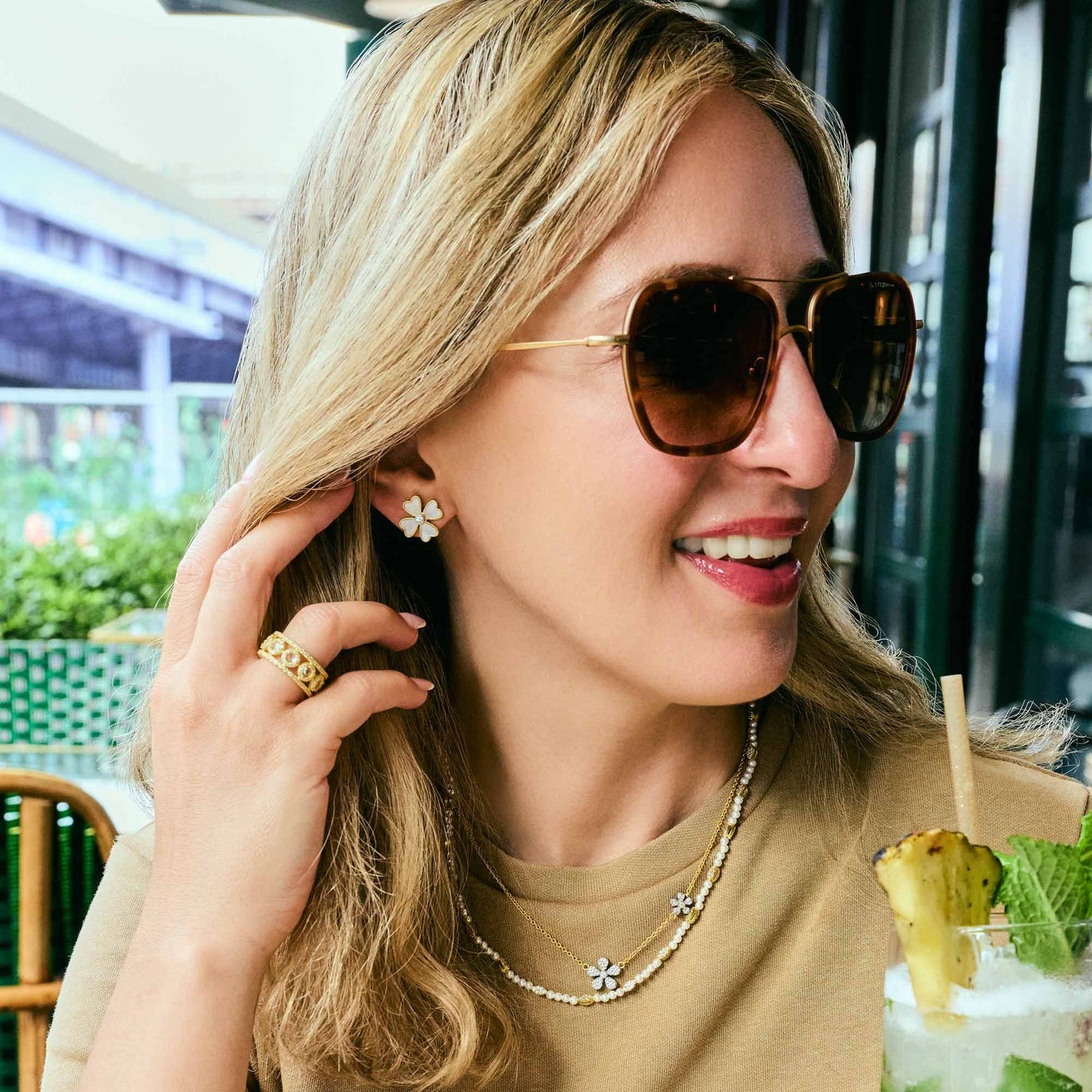 City Blooms Mother of Pearl Stud Earrings