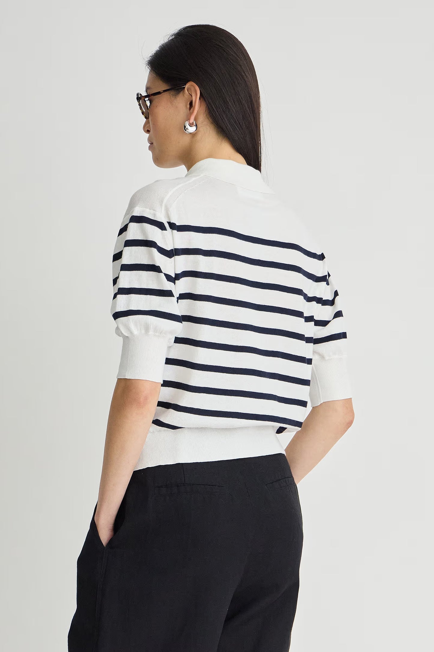 Oda Polo - Cream & Midnight Stripe