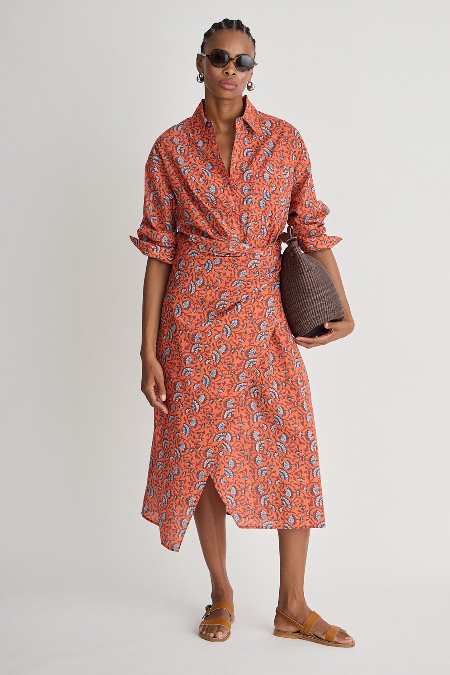 Alexia Wrap Dress - Night Blooms Firecracker