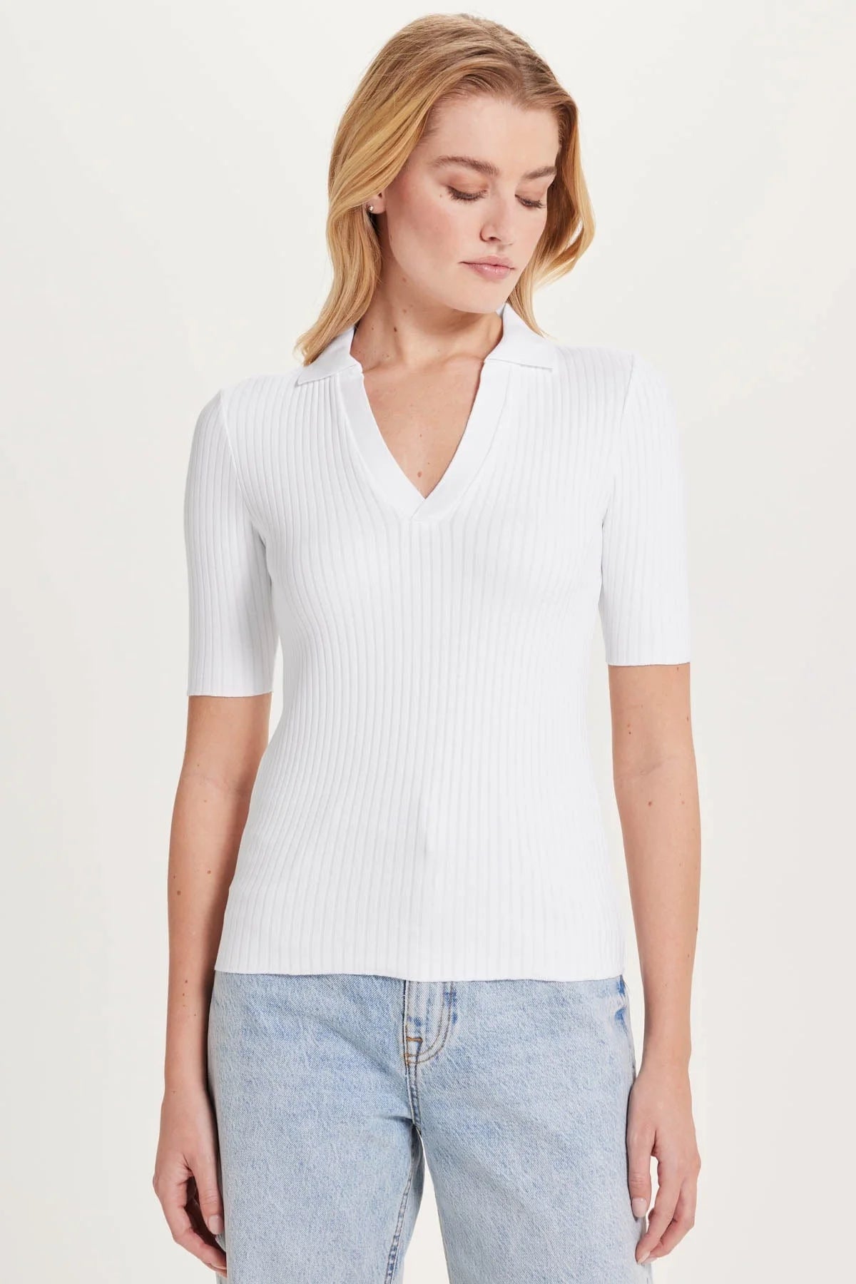 Lettuce Hem Henley Polo - White