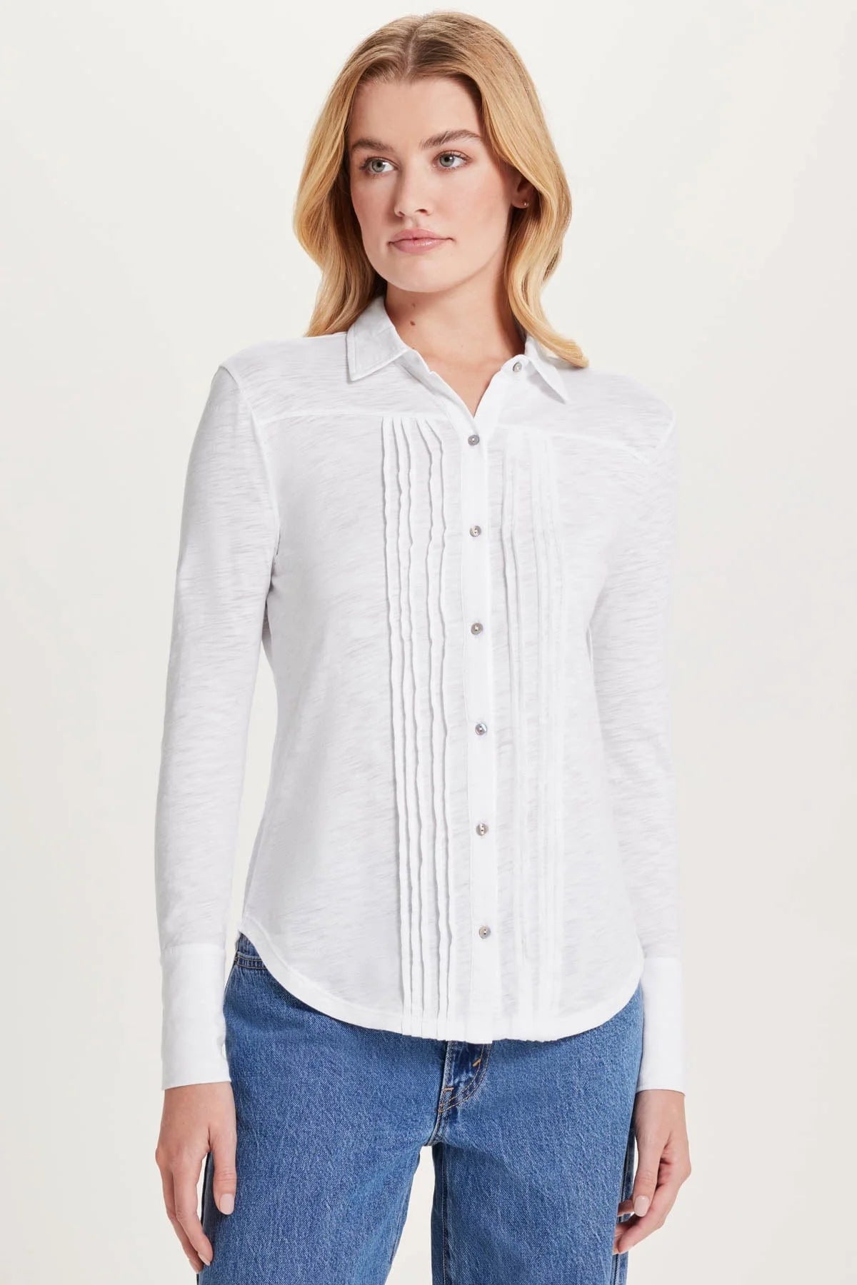 Pintuck Shirt - White