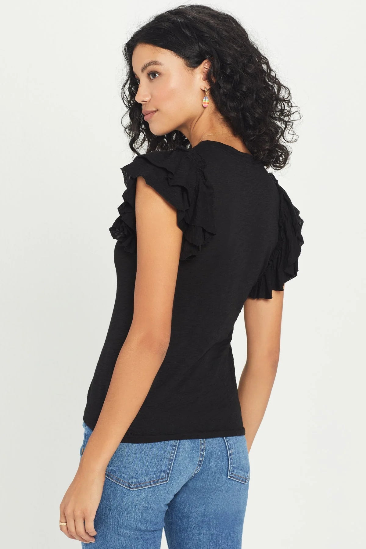 Double Ruffle Shell - Black