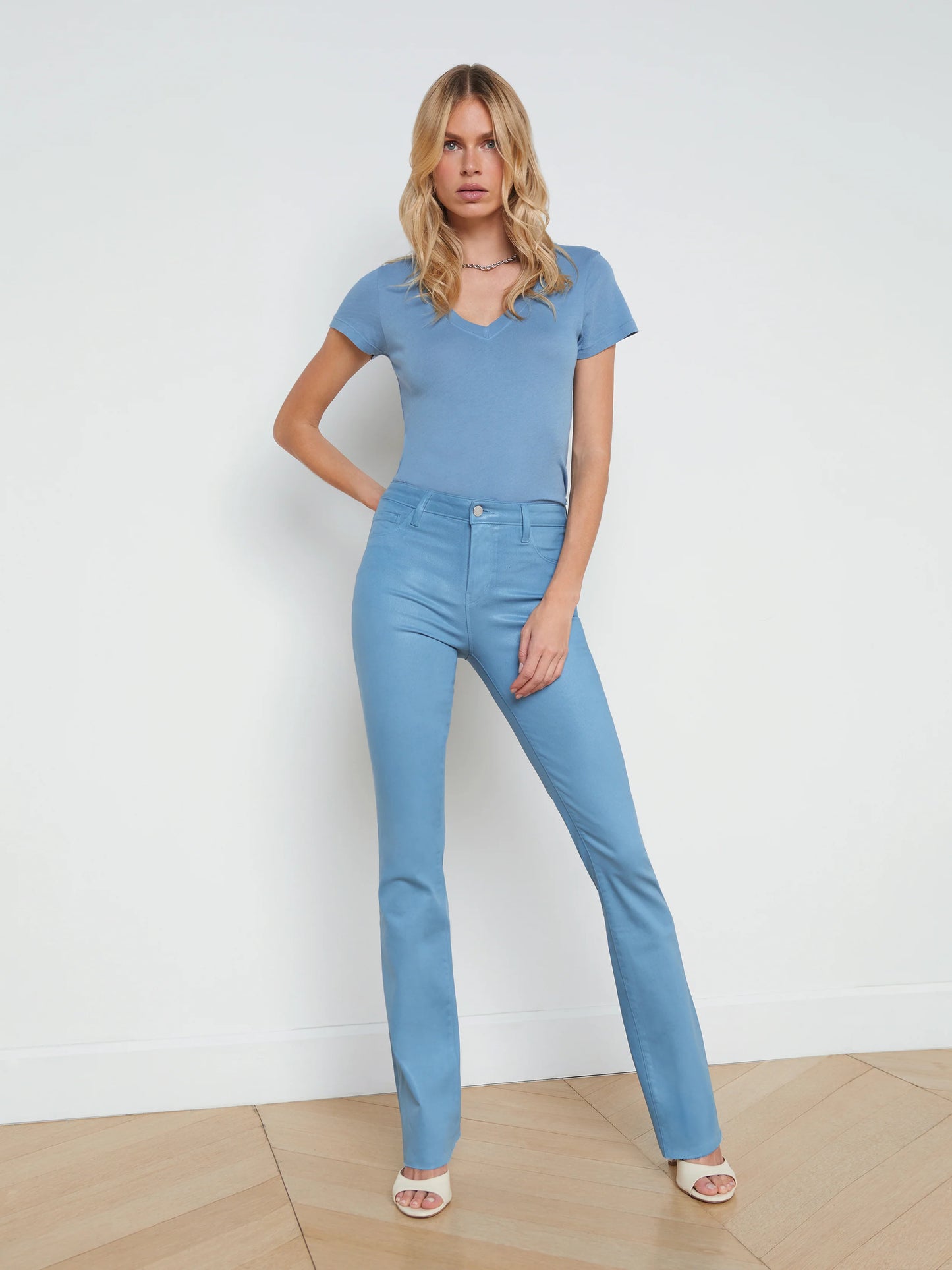 Ruth High Rise Coated Jean - Blue Mist