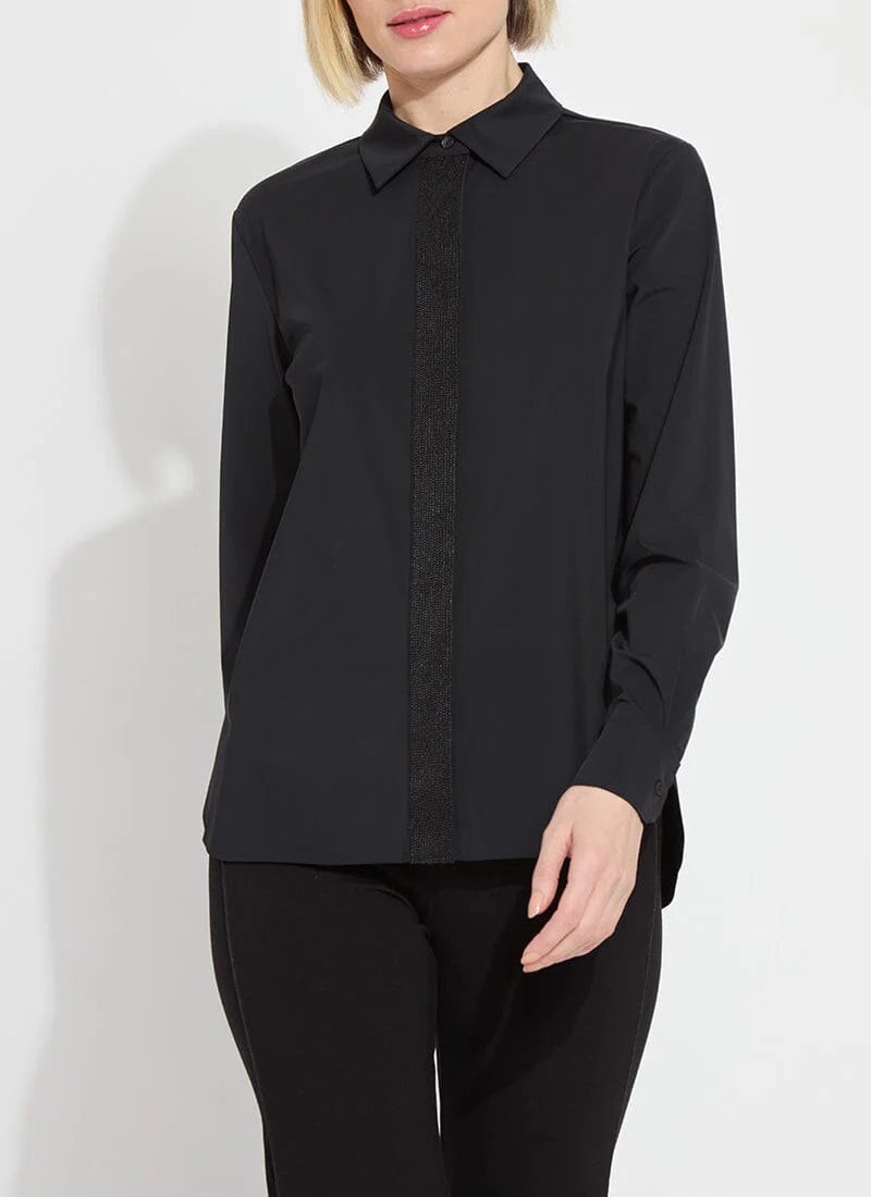 Connie Micro Beaded Shirt - Black