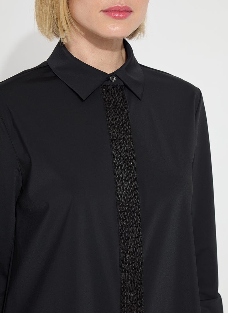 Connie Micro Beaded Shirt - Black