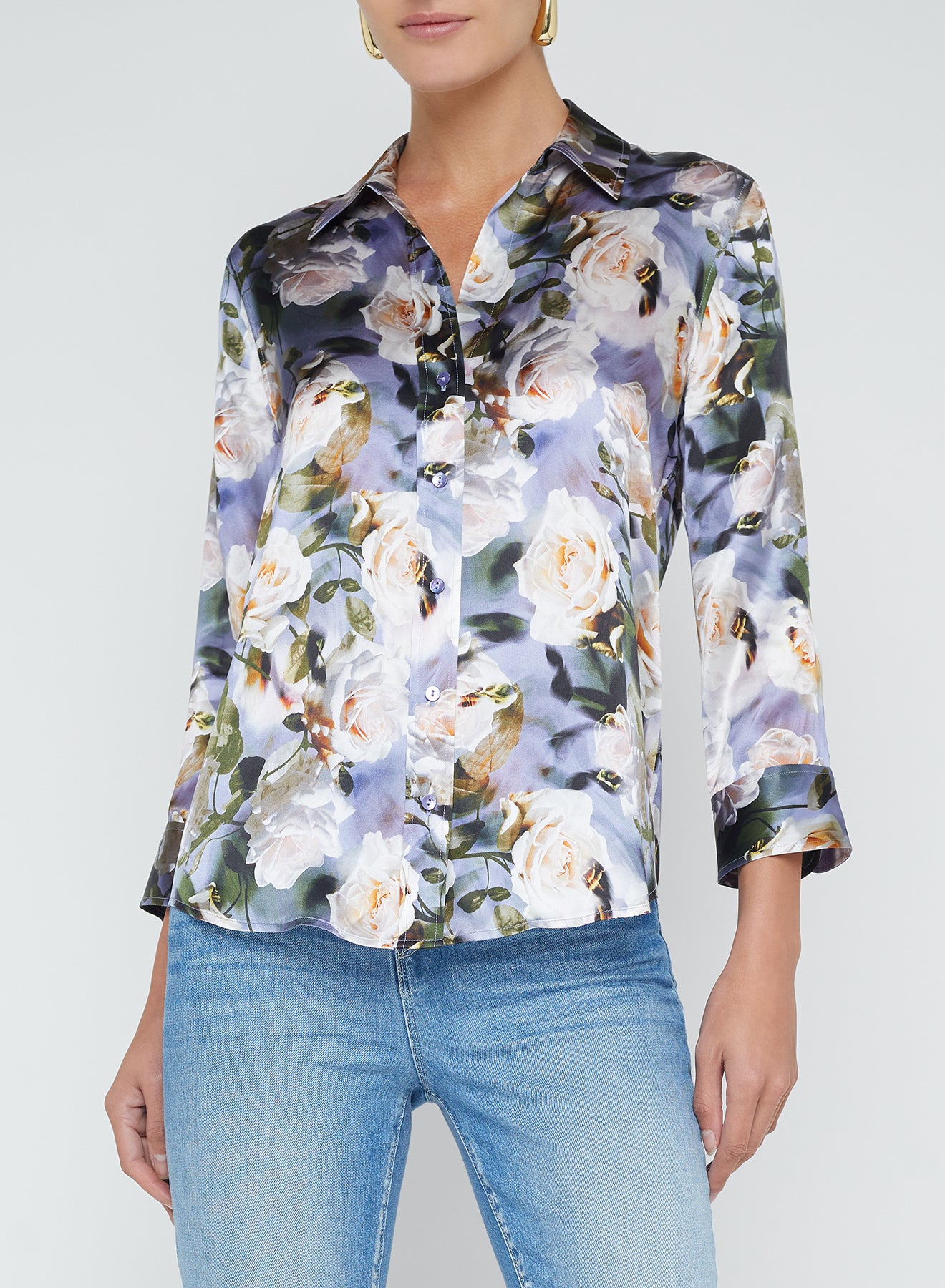 Dani 3/4 Sleeve Blouse - Multi Distressed Floral