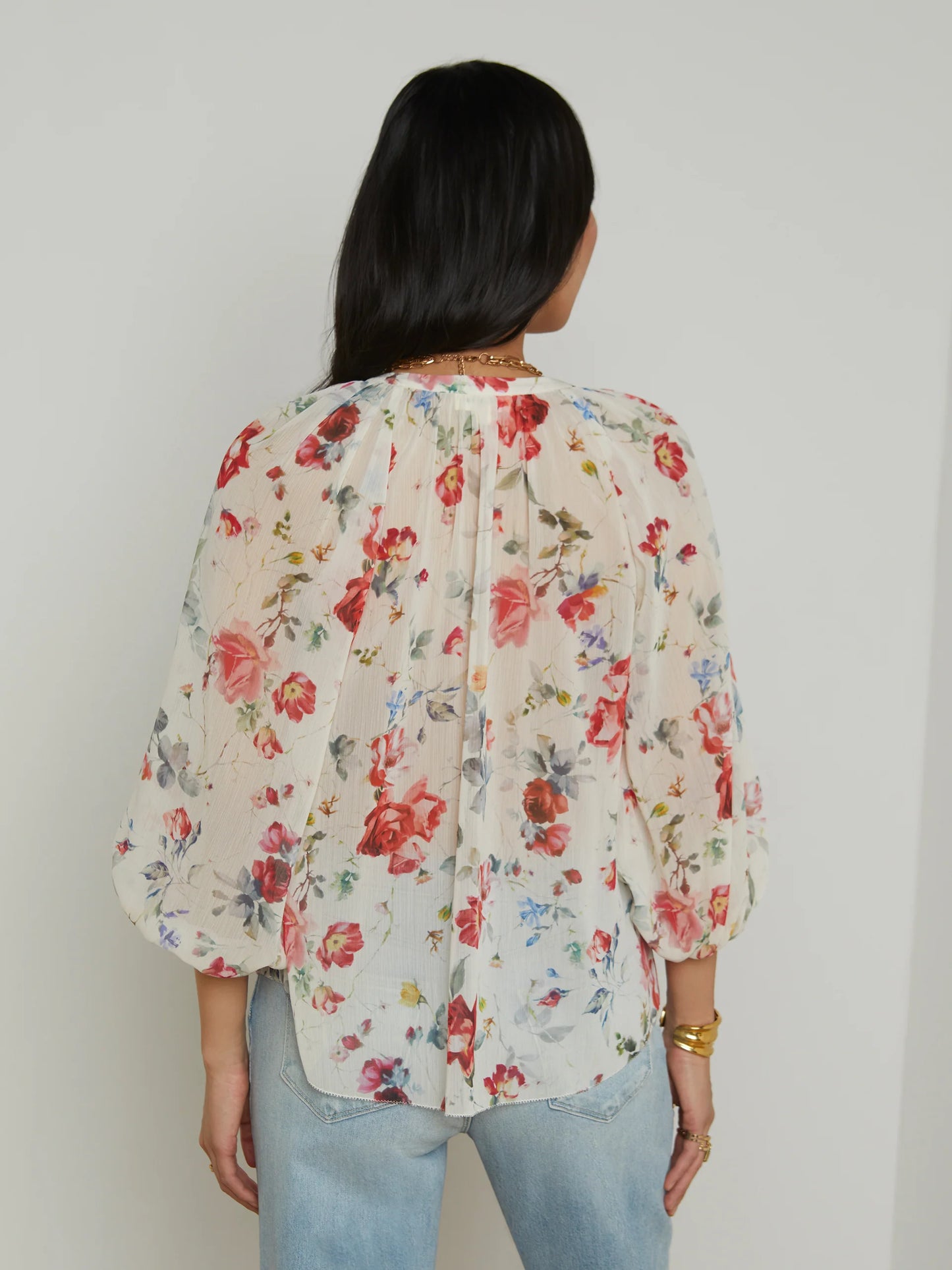 Teagan Blouse - Ivory Multi Watercolor Dusty Floral