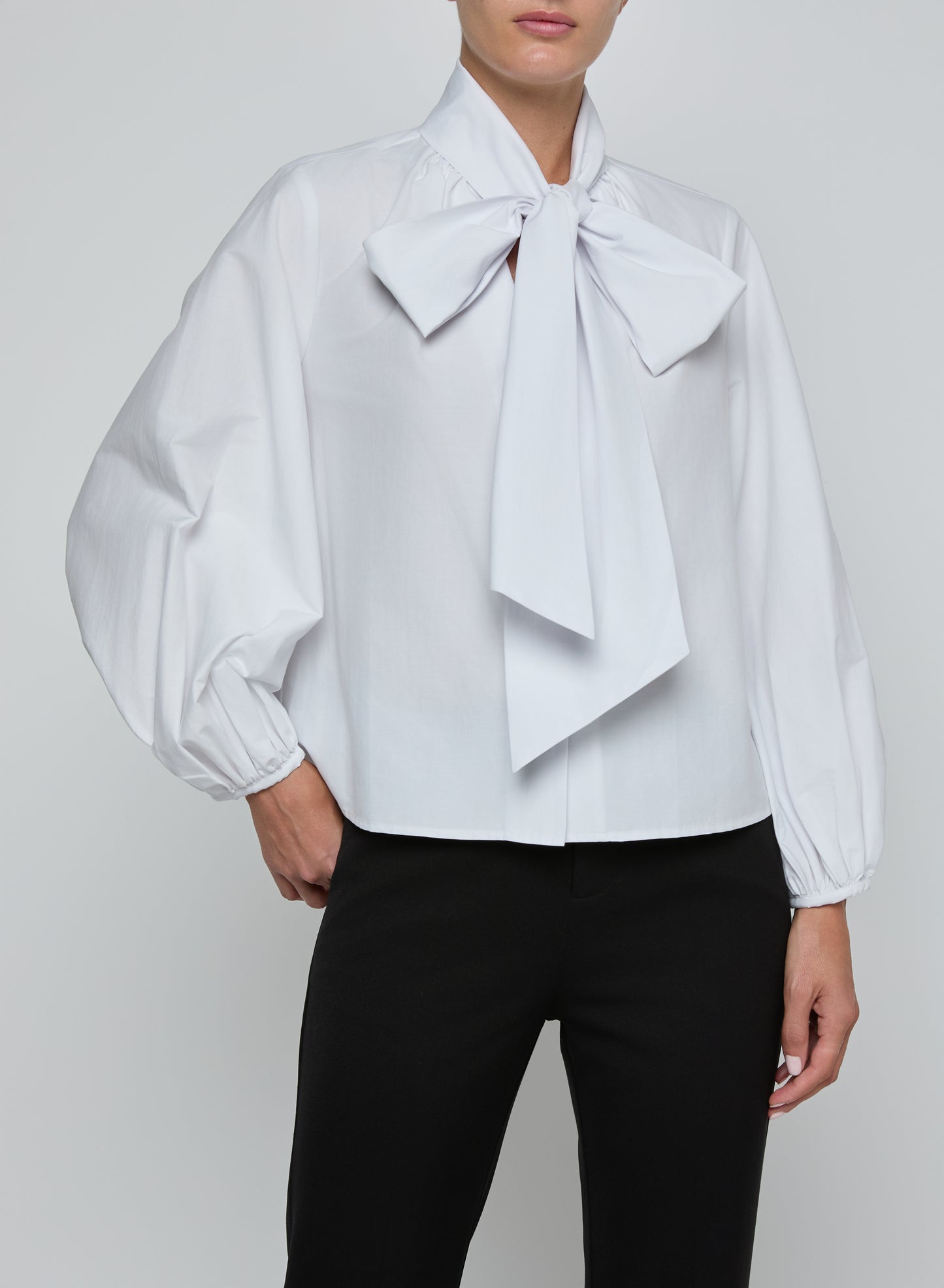 Deon Tie Neck Blouse - White