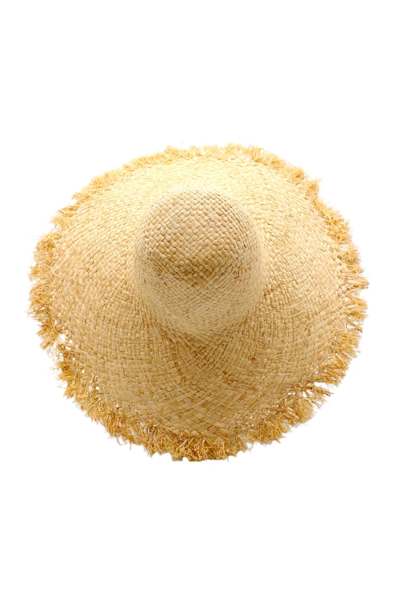 5" Brim Kat Straw Sun Hats with Raw Fringe Edge - Natural