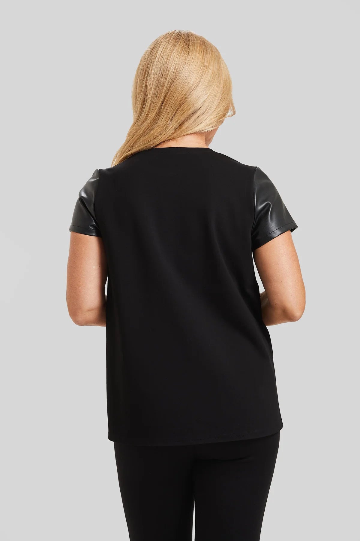 Noa Faux Leather Front Shirt - Black