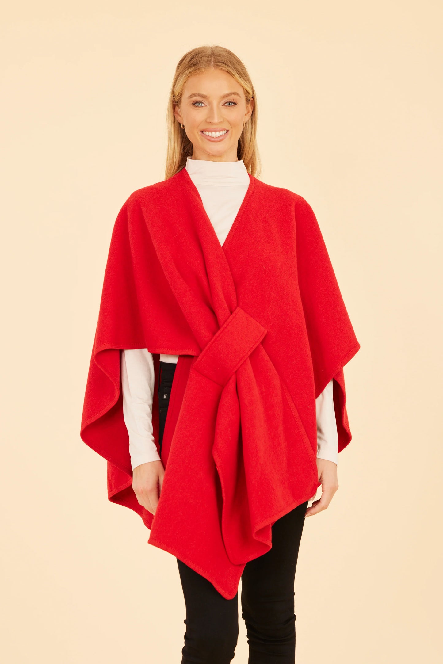 Knit Shawl Wrap - Red