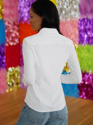 Long Sleeve Fitted Shirt - Dawn White