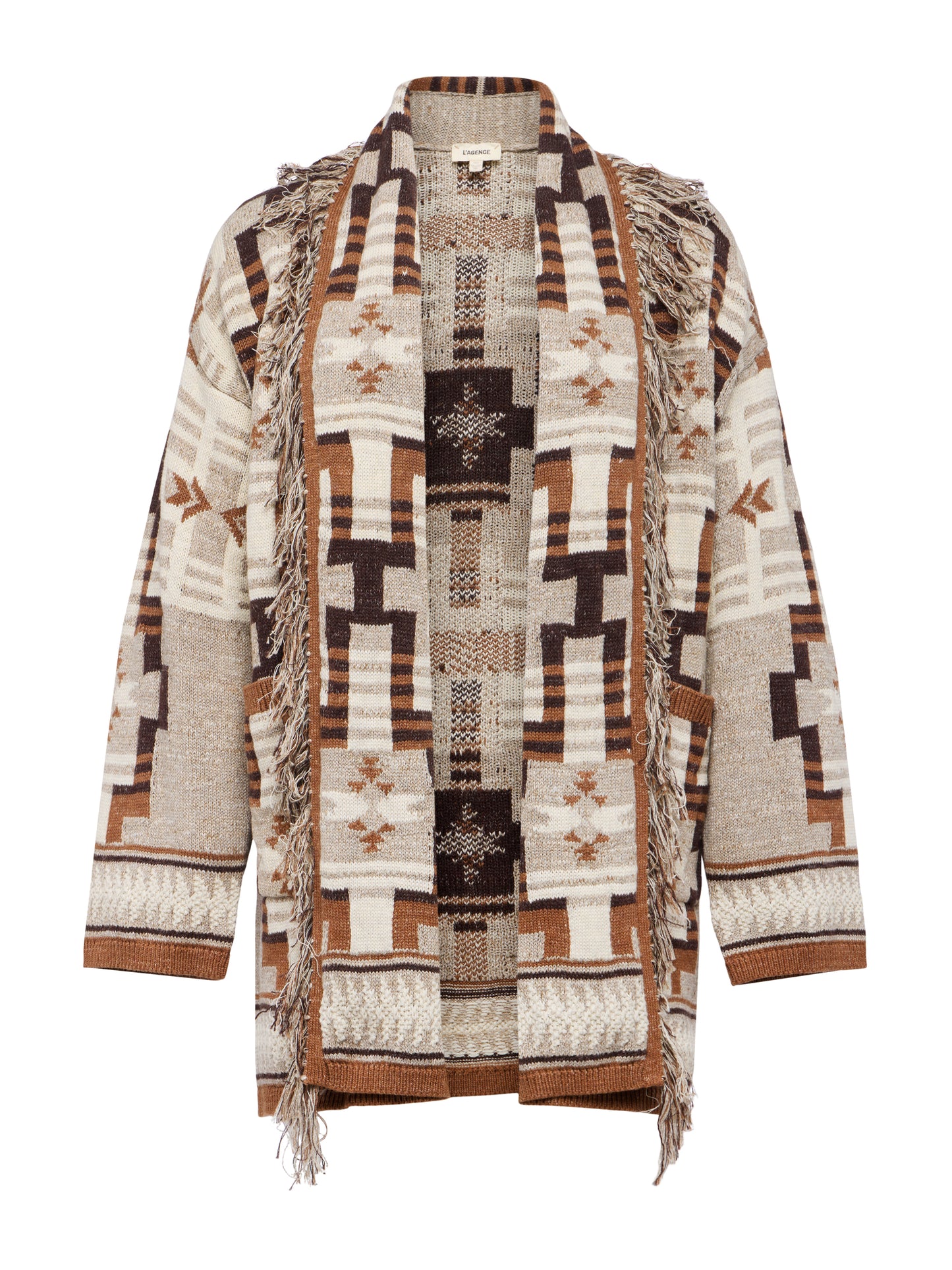 JAIR JACQUARD FRNG CARDI - NATURAL MIST