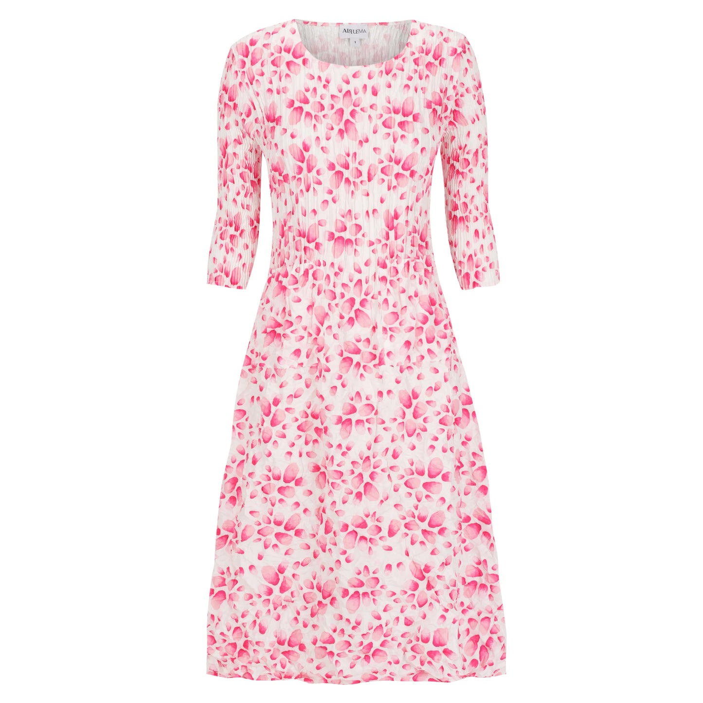 3/4 Sleeve Smash Pocket Dress - White Petal