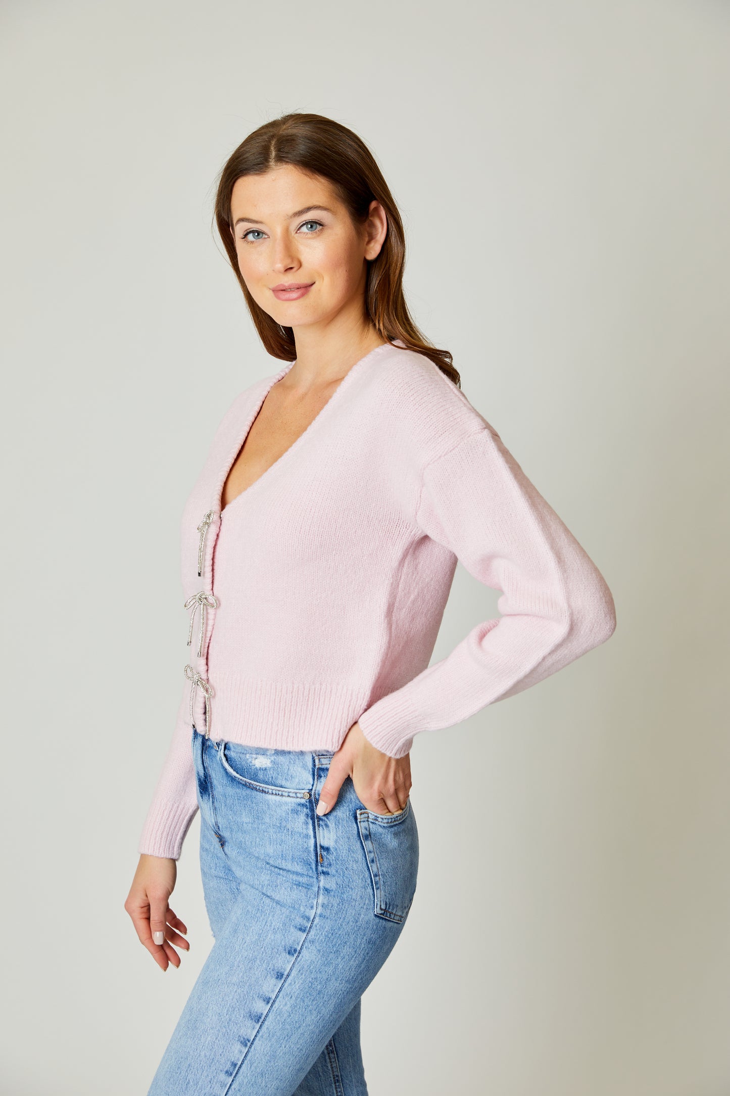 Blush Pink Cardigan with Bows