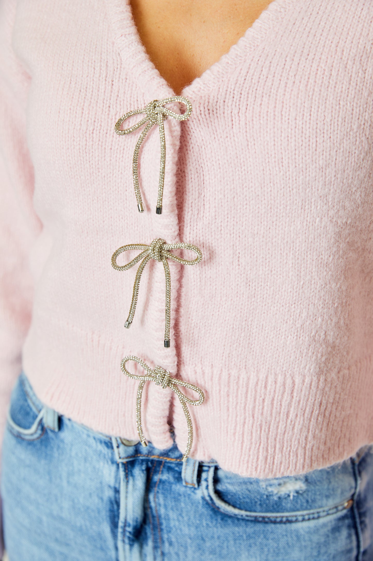 Blush Pink Cardigan with Bows