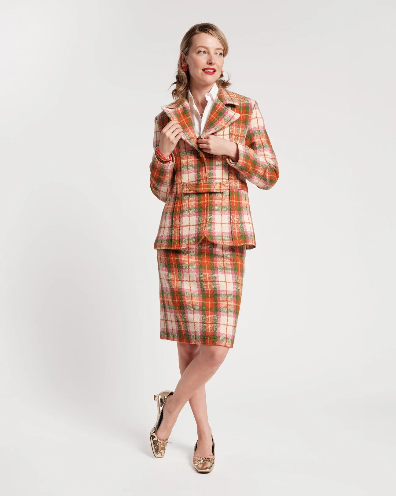Wool Plaid Pencil Skirt - Cetral Park Plaid