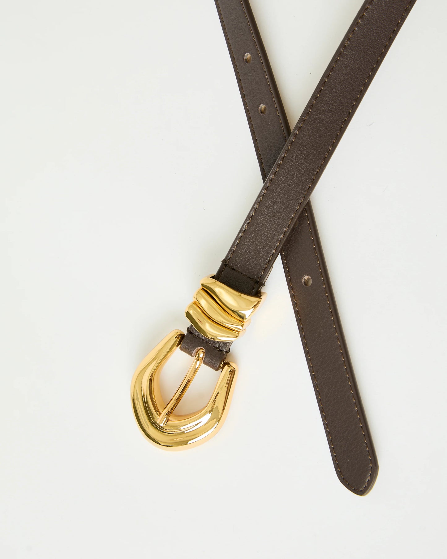 Cassian Mini Leather Belt - Chocolate Gold