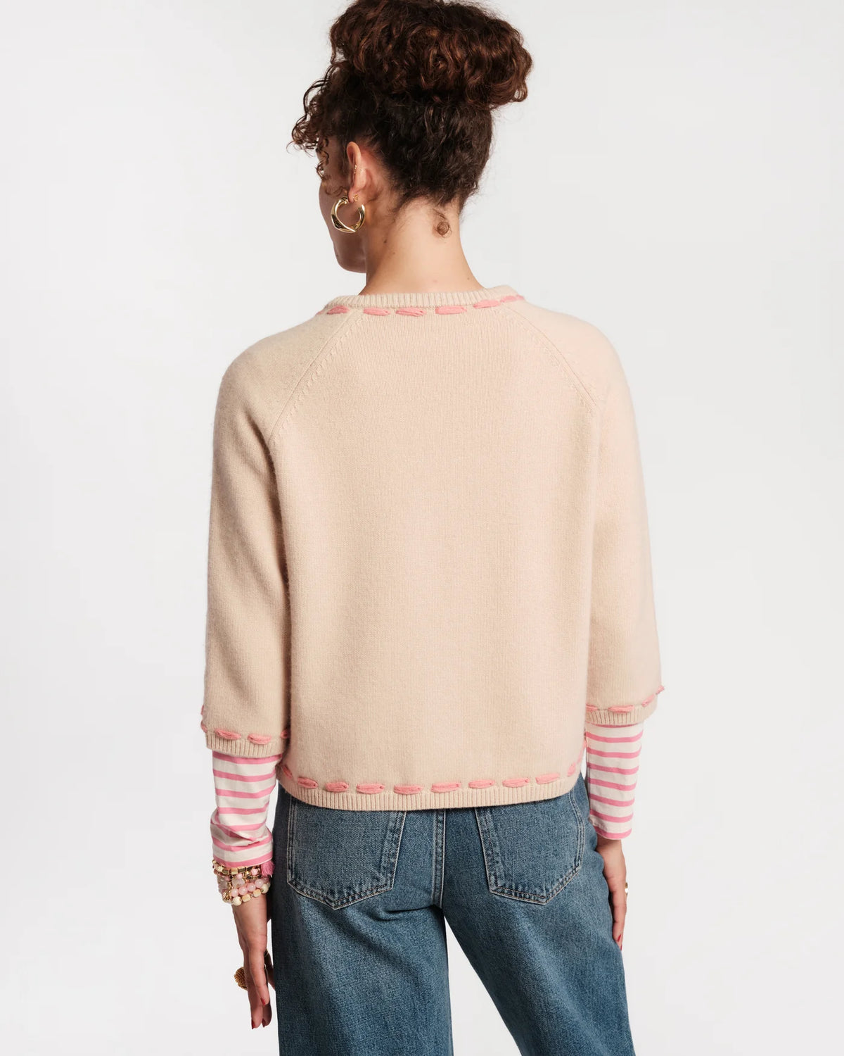 Border Flower Cardigan - Oyster