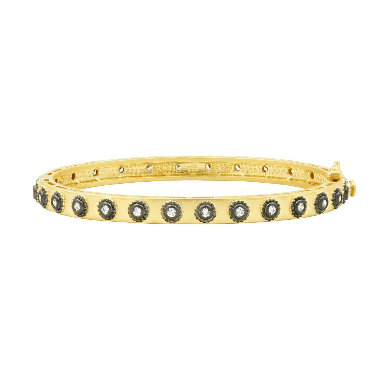 Studded Eternity Hinge Bangle - Gold & Black