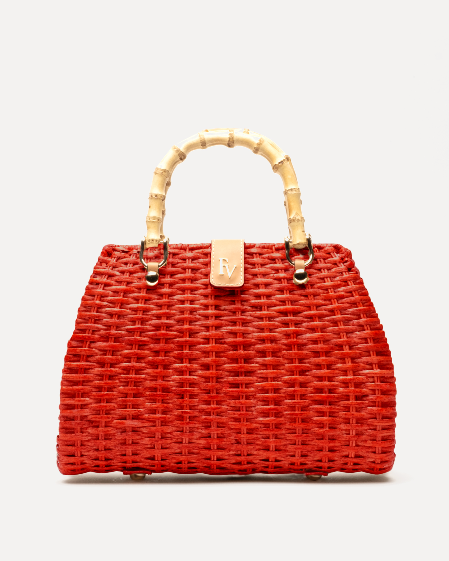Rooster Wicker w/Bamboo Handle Wicker Red