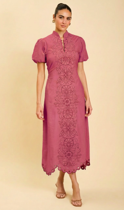 Lara Midi Dress - Berry Pink
