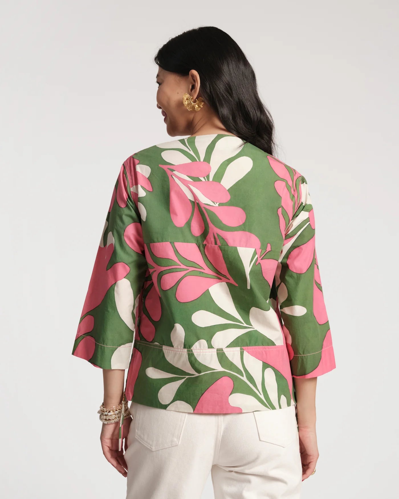 Carly Top - Mid Century Palm Cotton