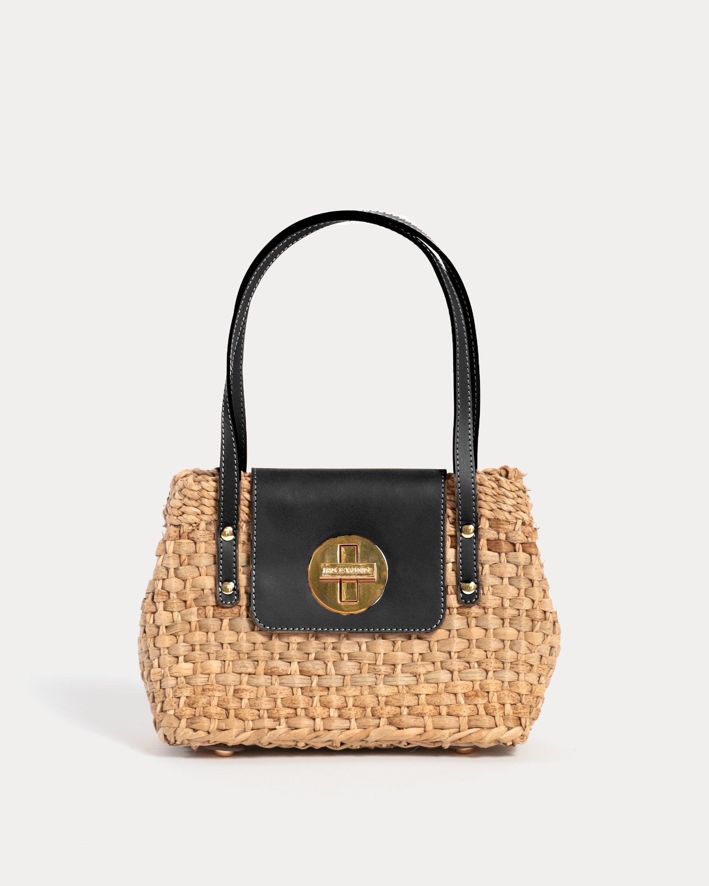 Loren Flap Basket Woven Straw - Natural/Black