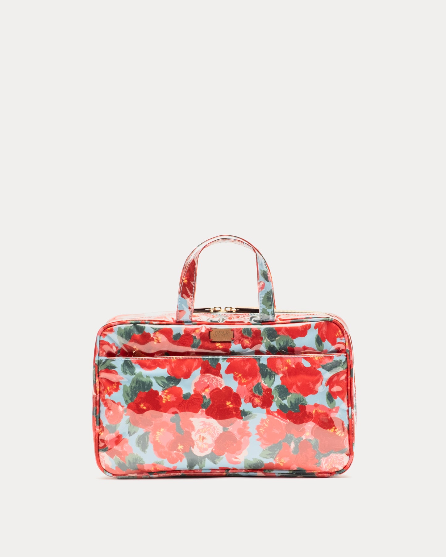 Hanging Travel Cosmetic Case - Peony Red/Light Blue