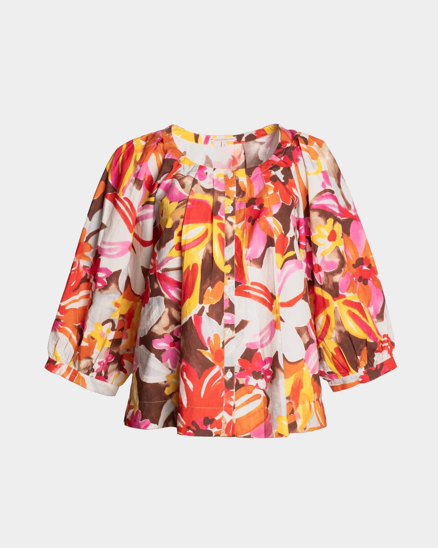 Zoe Top Sun Floral Cotton Poplin Pink/Multi