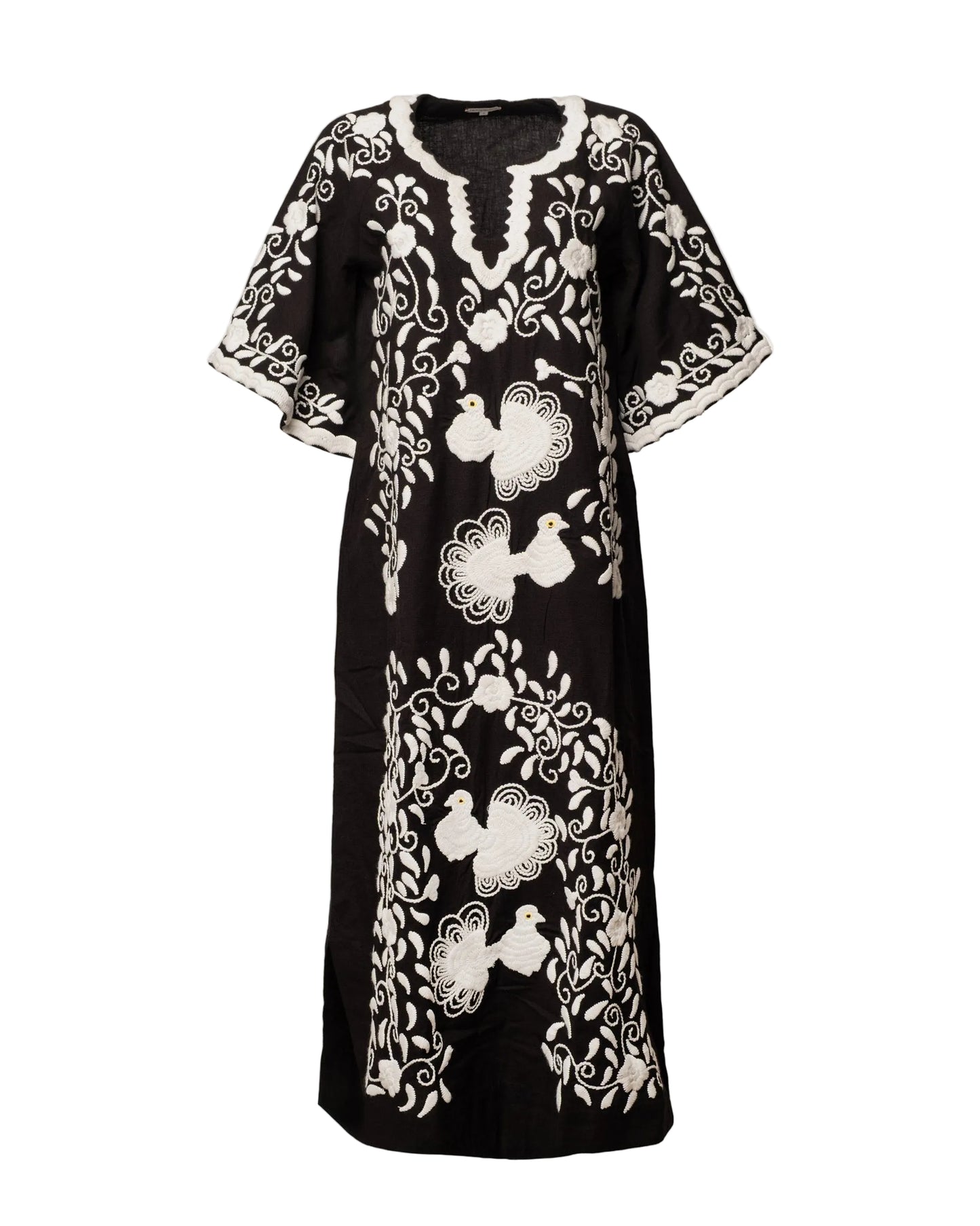 Embroidered Charming Caftan - Black