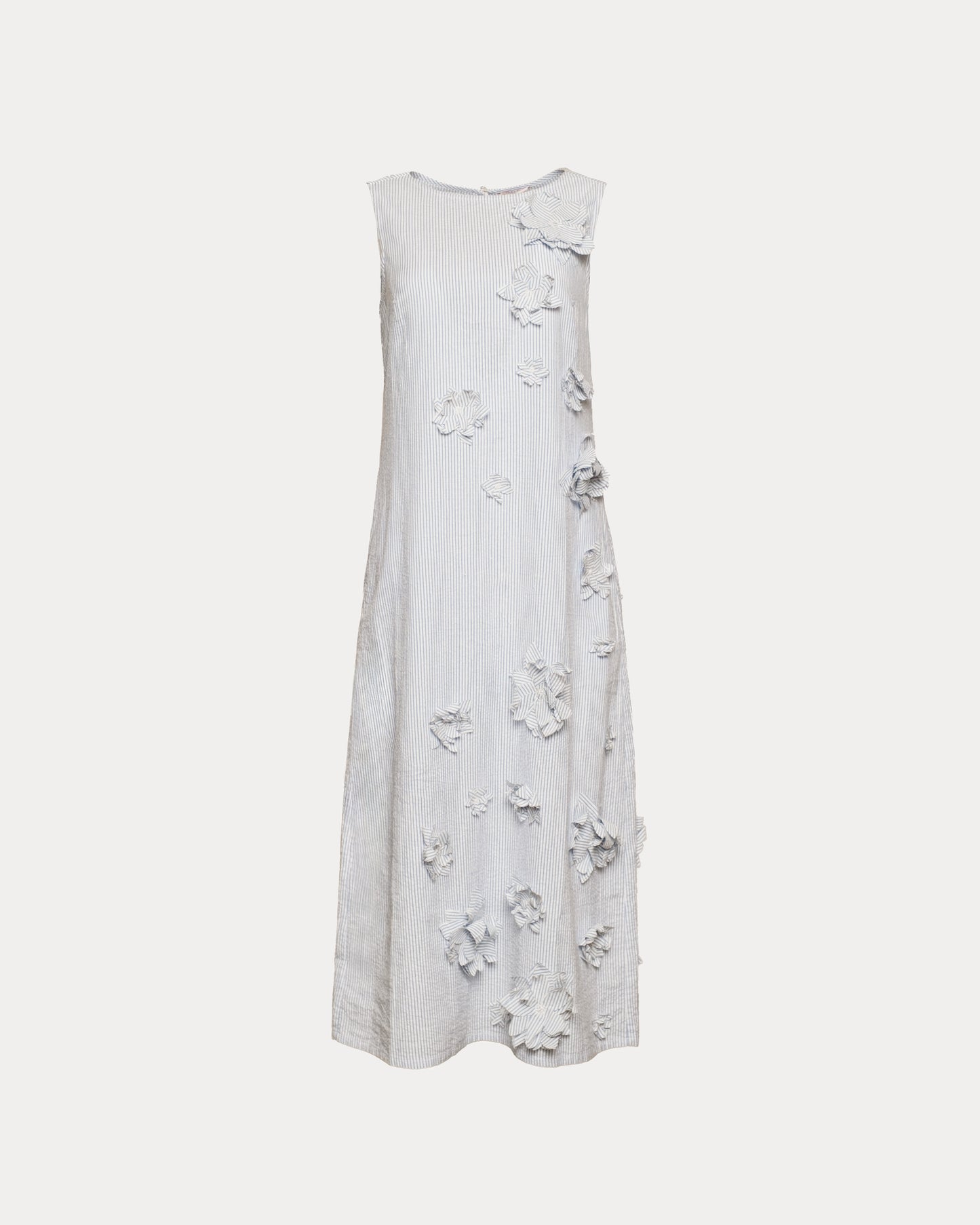 Origami Dress Seersucker - Blue/White