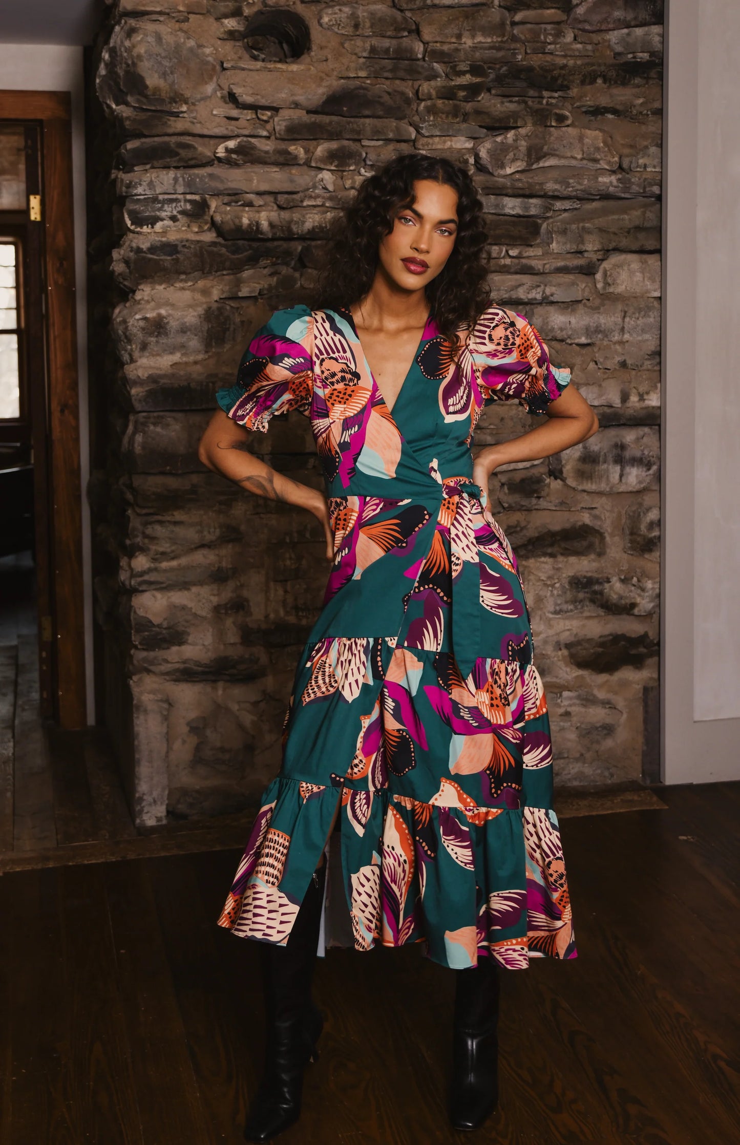 Danni Dress - Teal Jungle Floral