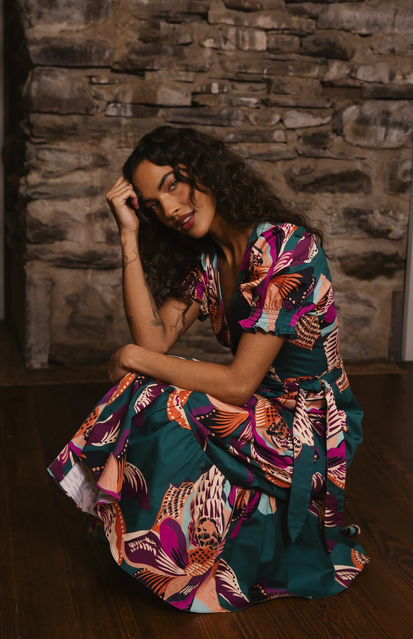 Danni Dress - Teal Jungle Floral