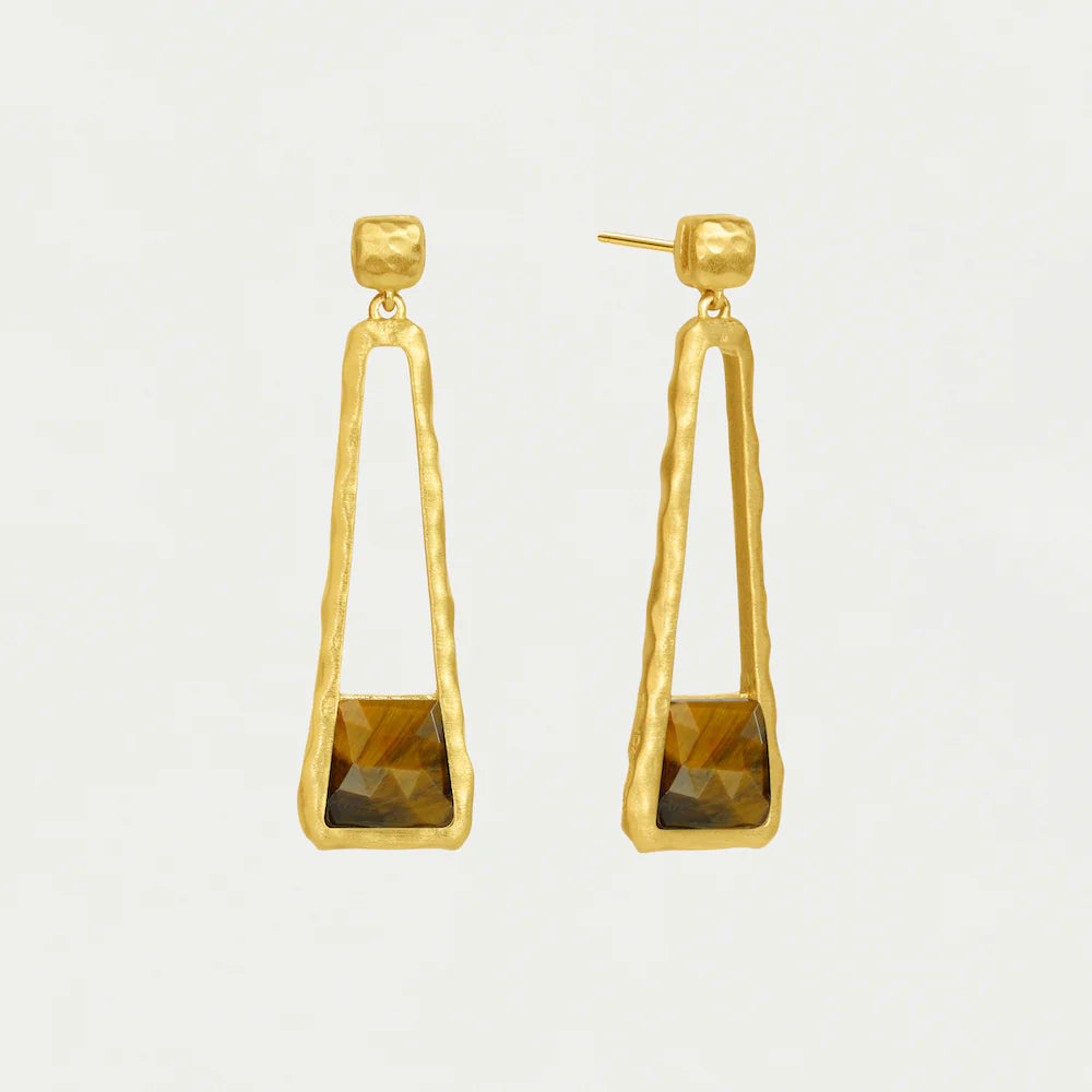 Nomad Mini Gemstone Drop Earrings - Tiger Eye Faceted